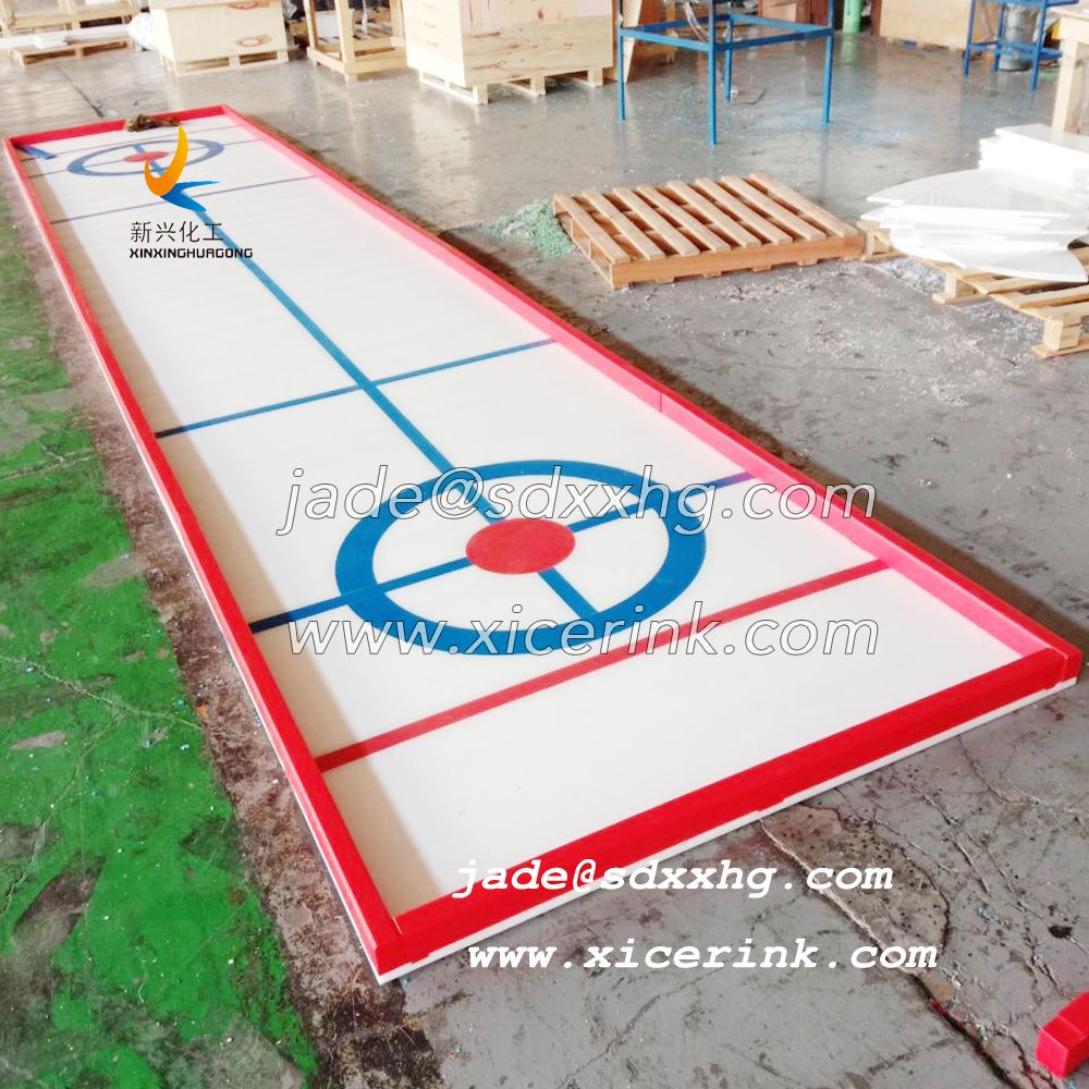 Curling ice board with UHMWPE sheet material